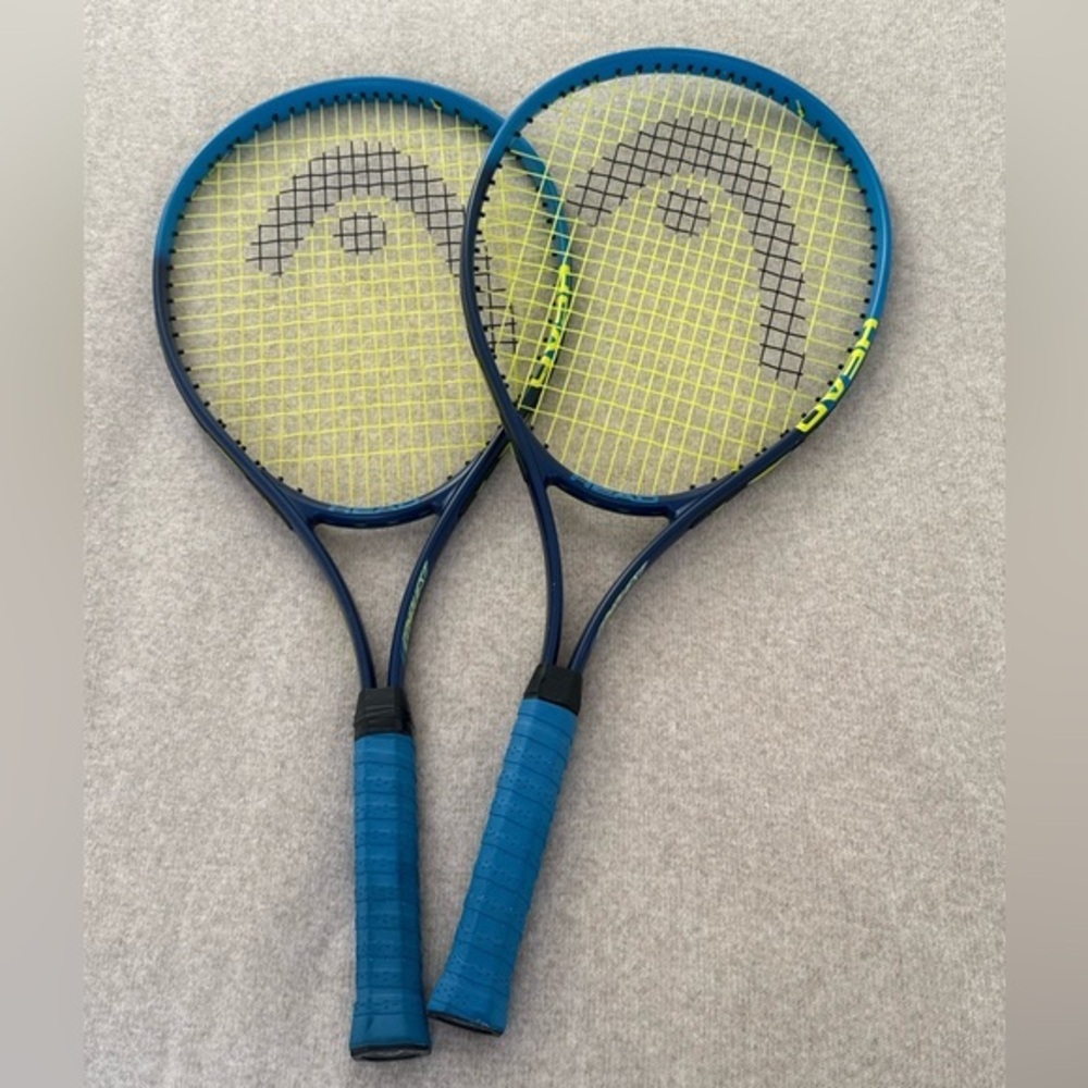 HEAD Blue Tennis Rackets with Neon Yellow Strings (Pair)